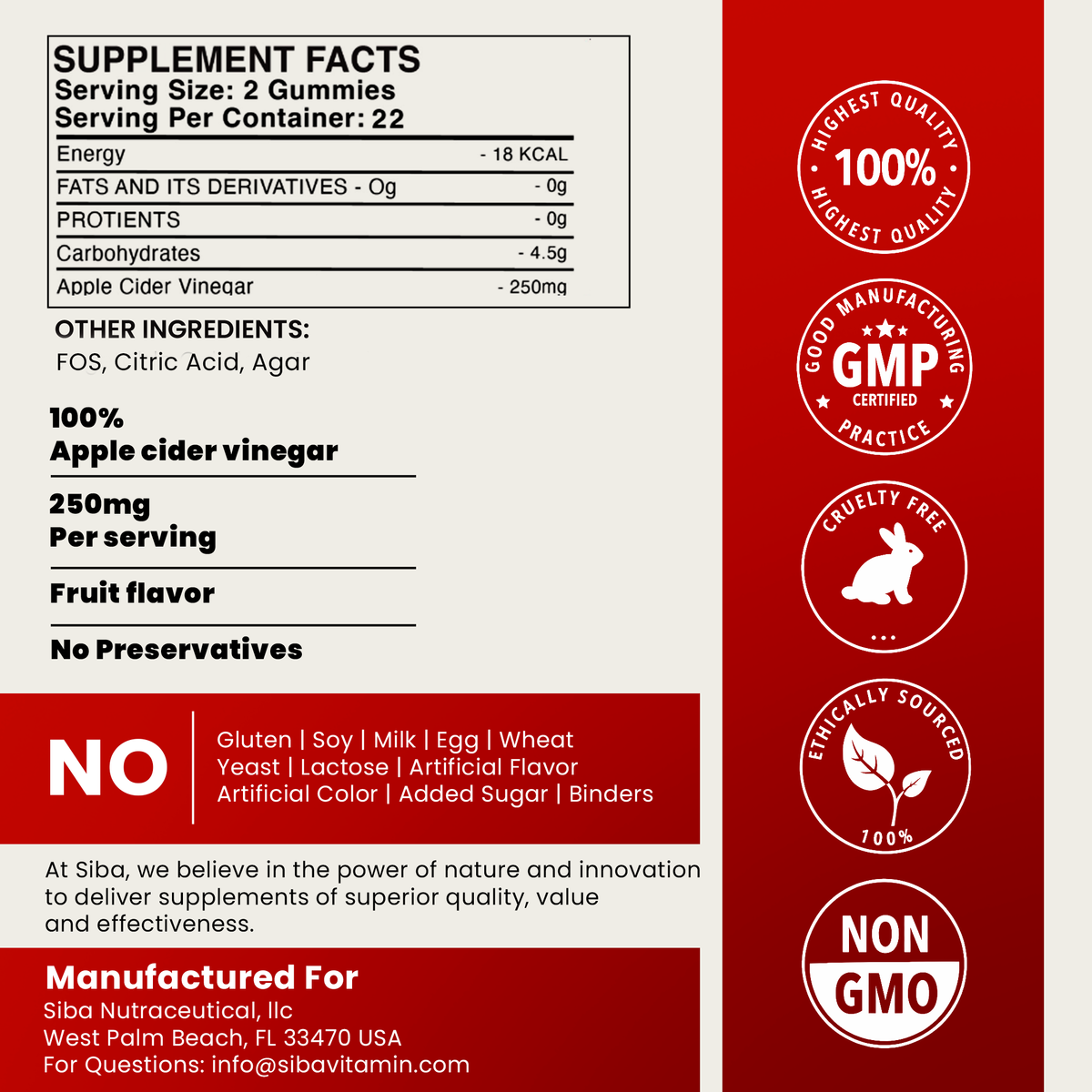 SIBA Apple Cider Vinegar Gummies product information image 5