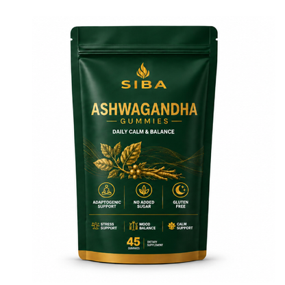 SIBA Sugar-Free Ashwagandha Gummies package, front view