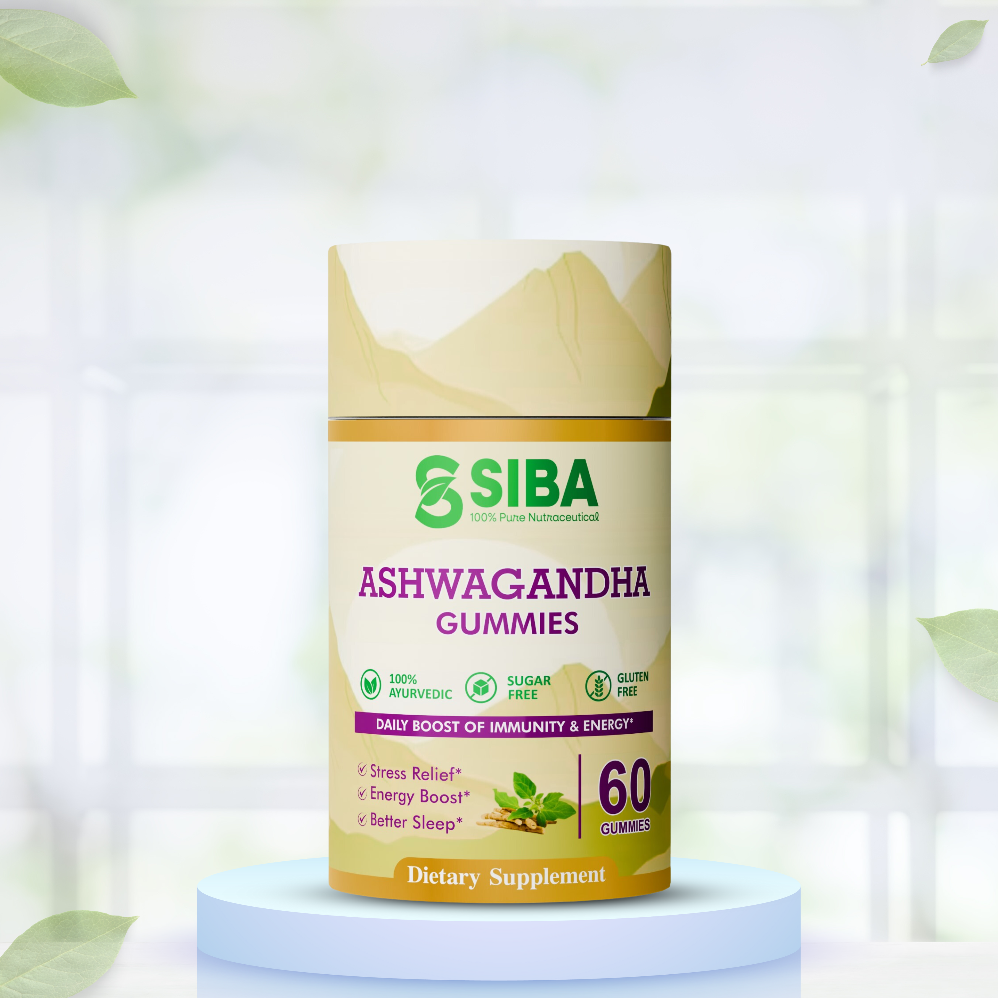 Ashwagandha Root SIBA Gummies Relaxation Anti Stress Supplement
