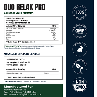 Duo Relax Pro Magnesium Glycinate & Ashwagandha Bundle