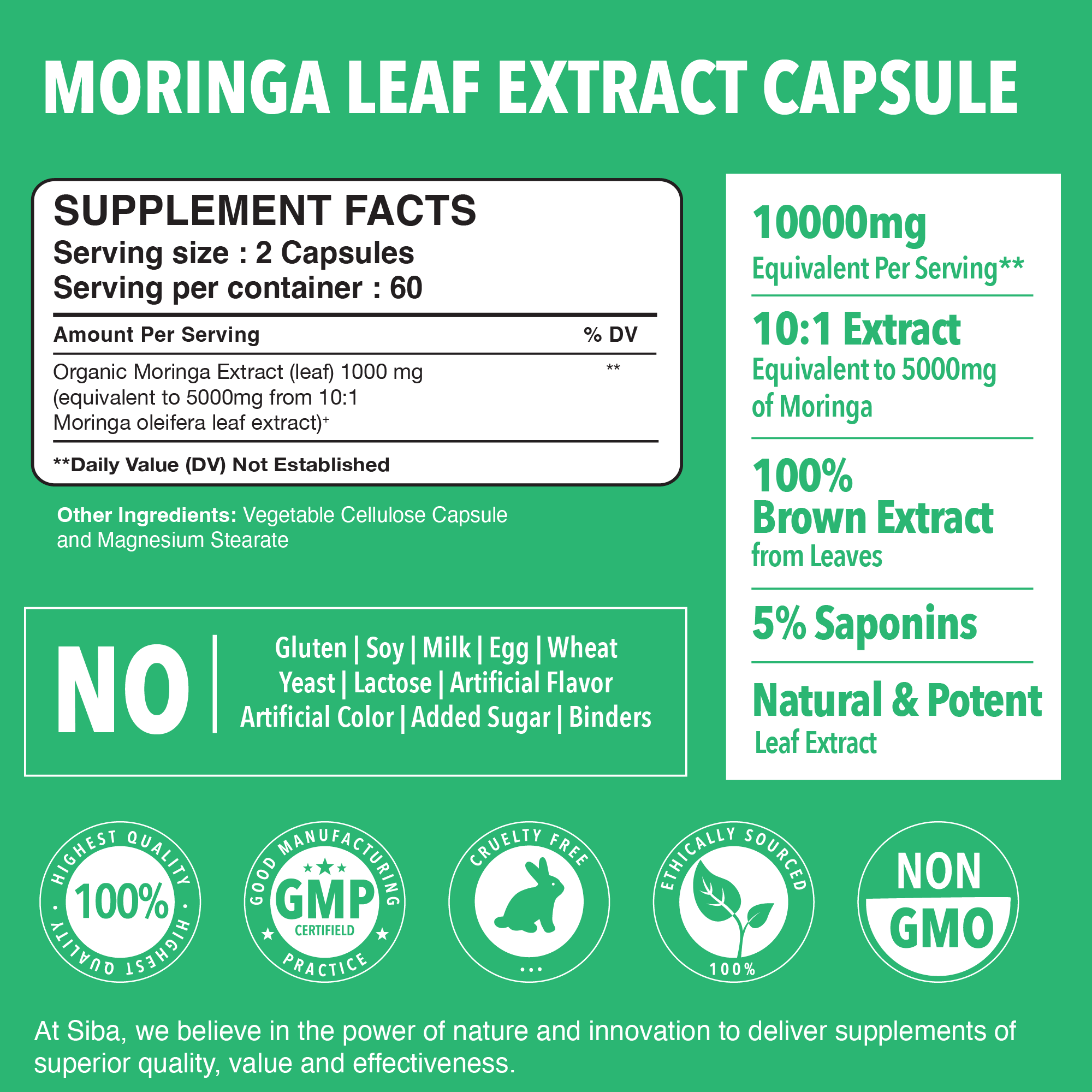 Organic Moringa Leaf Extract Capsules