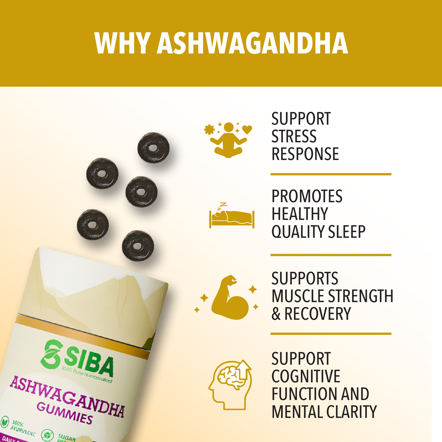 SIBA Ashwagandha Gummies for Stress Relief