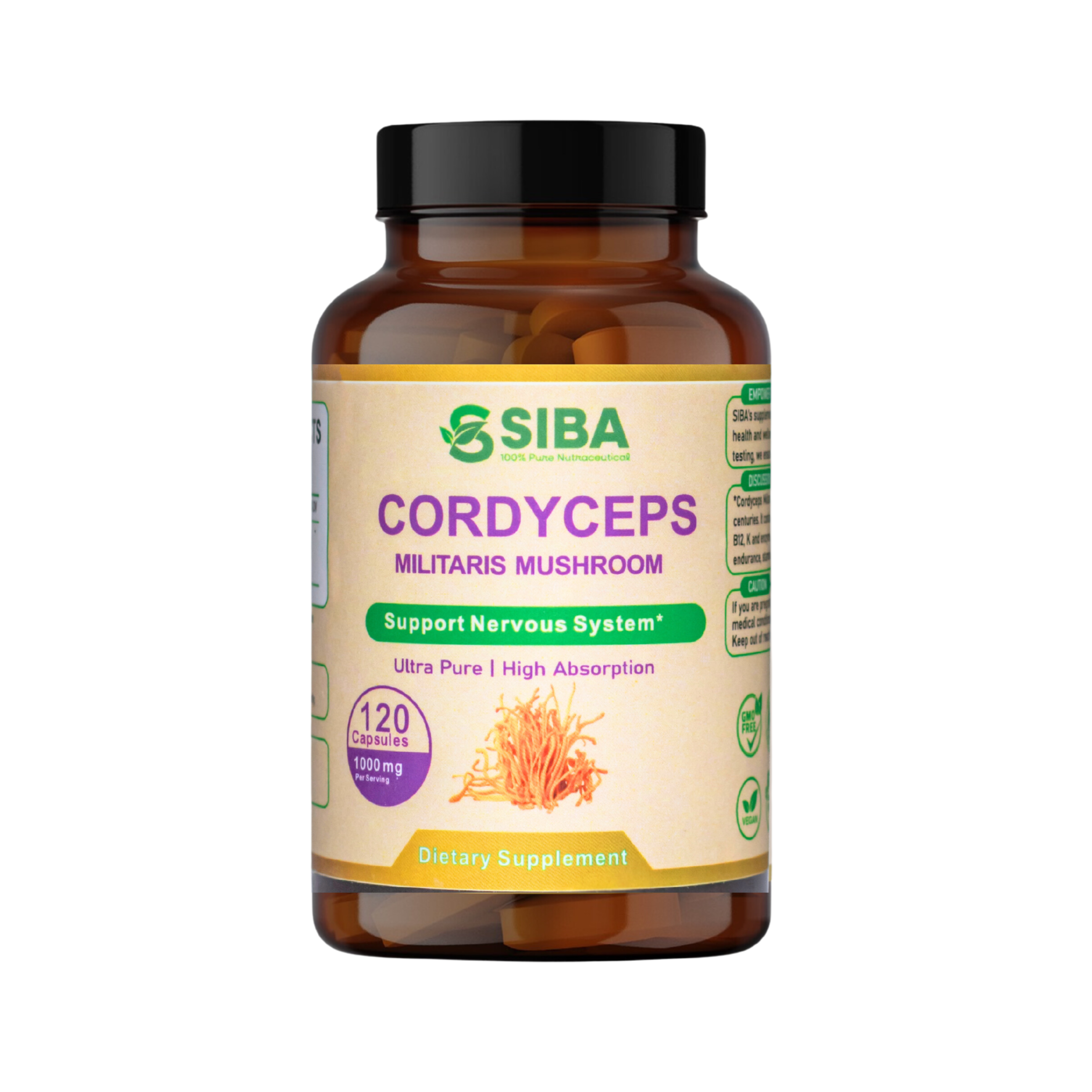 SIBA Cordyceps Militaris Mushroom 120 Capsules