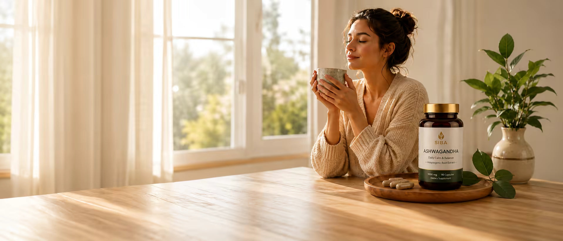 Siba products arranged in a simple wellness routine